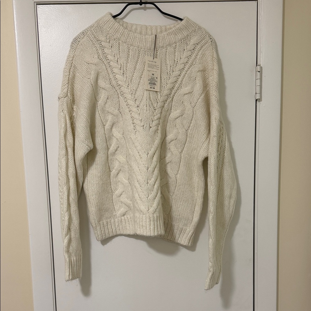 A New Day Cream Cable Knit Sweater